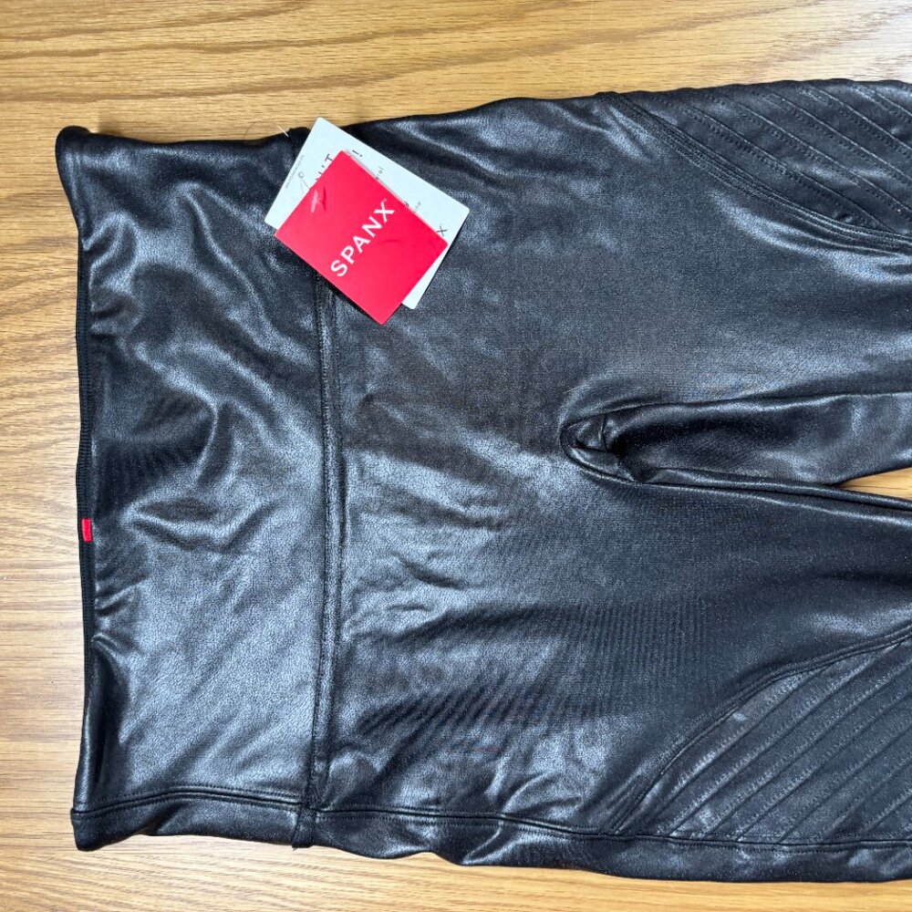 NWT Spanx Faux Leather Moto Leggings Black High‎ Rise Shaping Pants – Size S - Picture 4 of 10